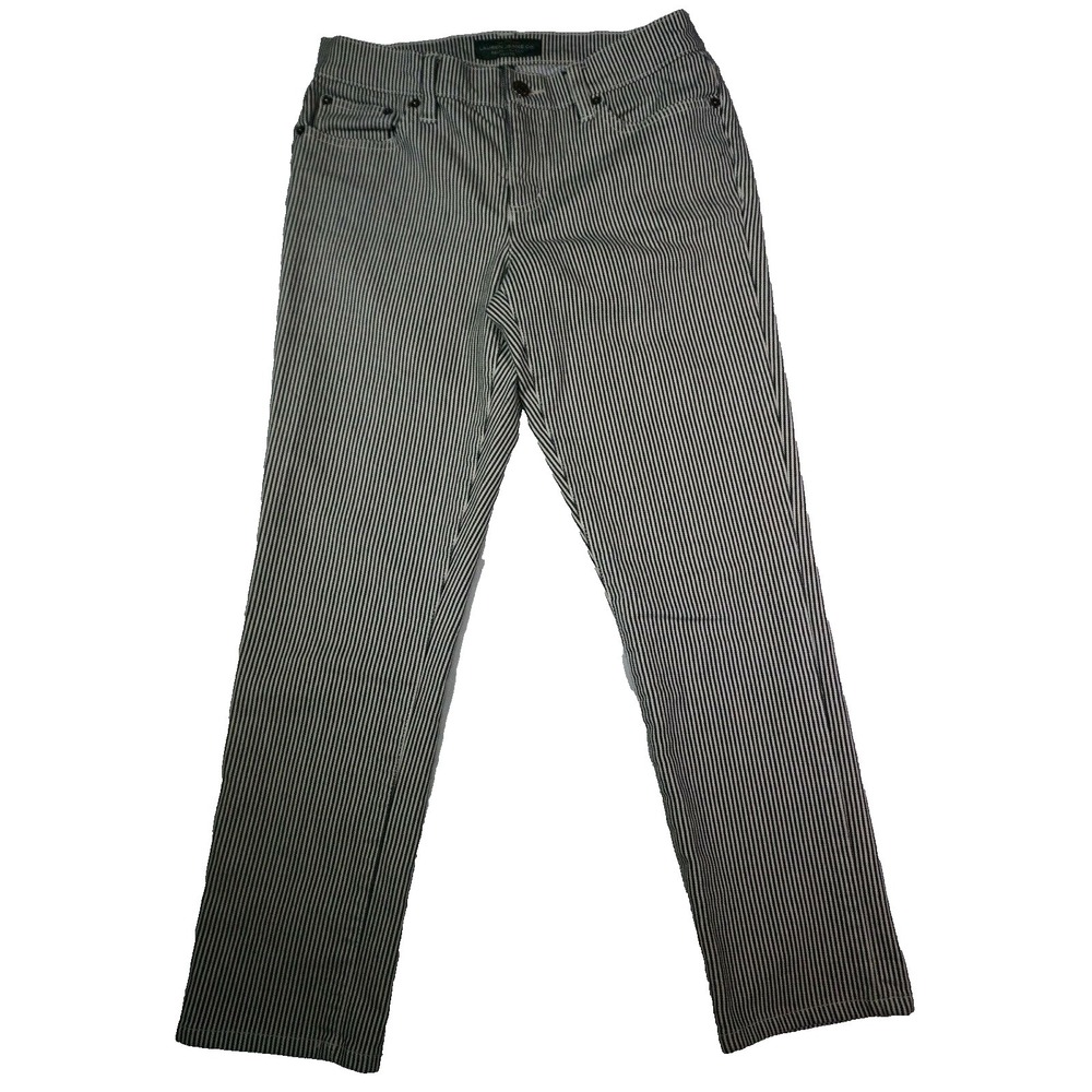 Lauren Ralph Lauren LRL Women Petite 6p Ticking Pinstripe Straight Leg Jeans
